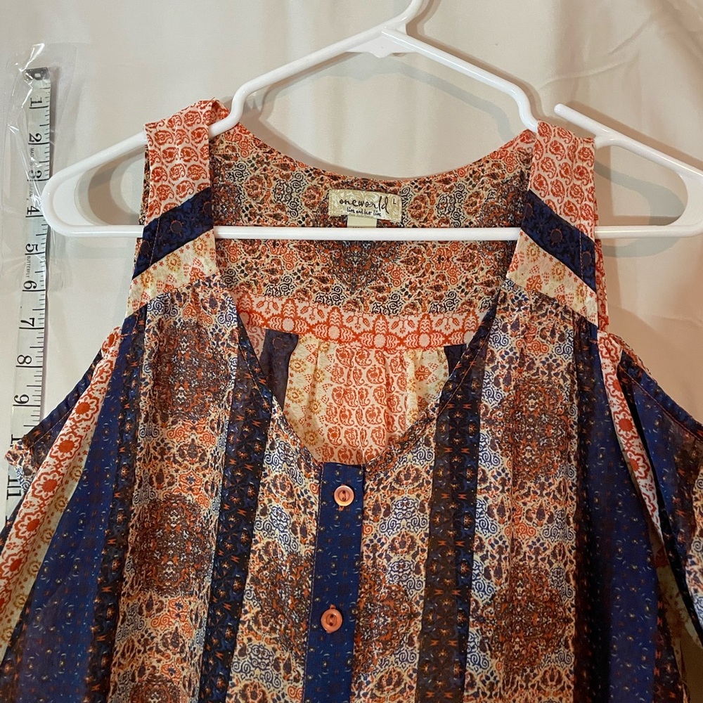 One World Multicolor Patterned Blouse - image 6